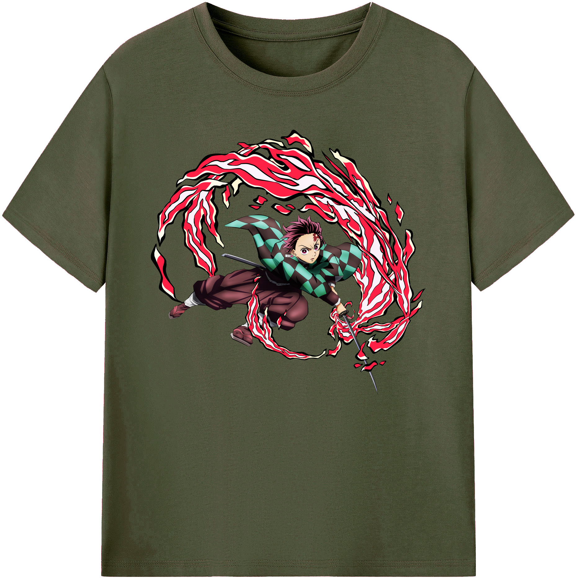 （画像用） 鬼滅の刃 竈門 炭治郎／かまど たんじろう Kamado Tanjirou 綿100％ メンズ半袖Tシャツ｜肌触りやわらか＆通気性